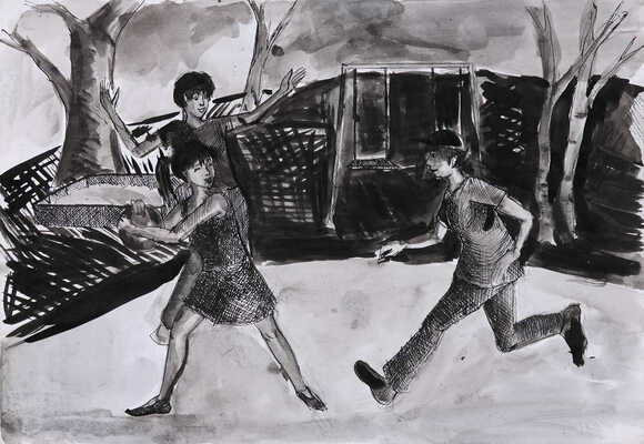 Неизвестный художник. Лот из трех иллюстраций с городскими зарисовками